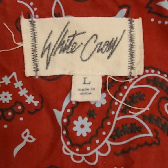 White Crow Red Bandana Distressed Jean Jacket - Picture 8 of 10